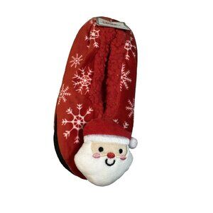 fuzzy babba merry and bright 1 pair santa slipper socks with grippers size 7-9.5
